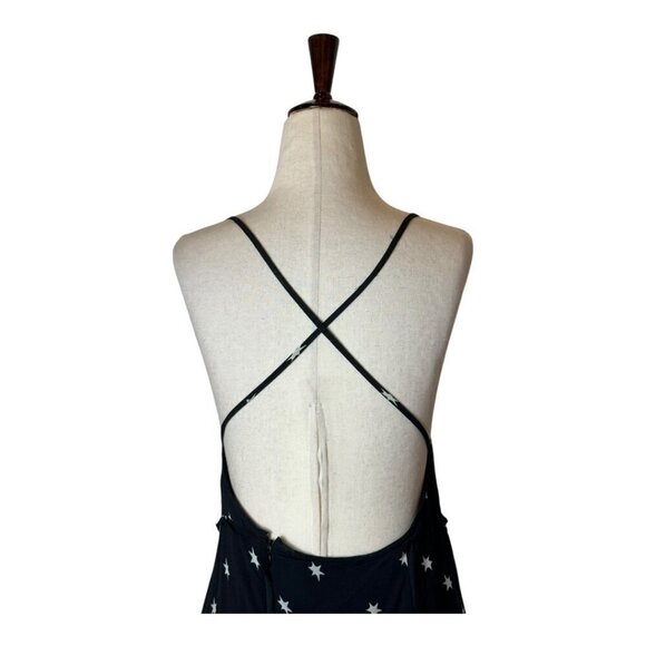 Re/Done Dress Women Large Black Silk Star Print Criss Cross‎ Back The 80s Mini - Picture 5 of 12